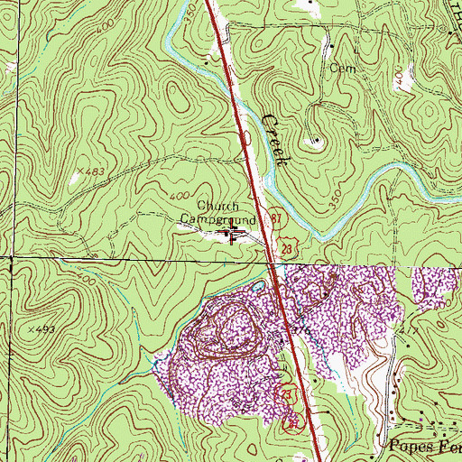 Topographic Map of Church Campground, GA