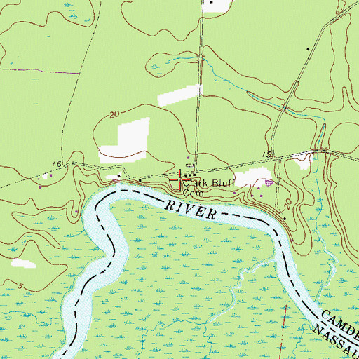 Topographic Map of Clark Bluff Cemetery, GA