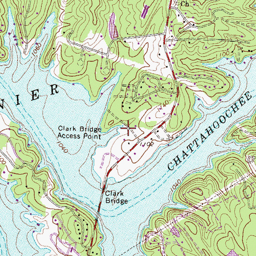 Topographic Map of Clark Bridge Access Point, GA