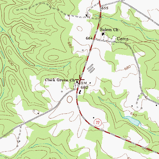 Topographic Map of Clark Grove Church, GA