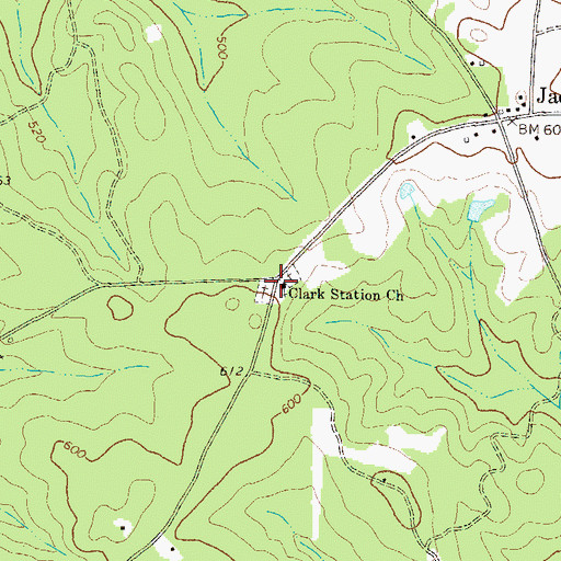 Topographic Map of Clark Station Church, GA