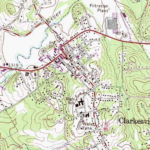 Topographic Map of Clarkesville, GA
