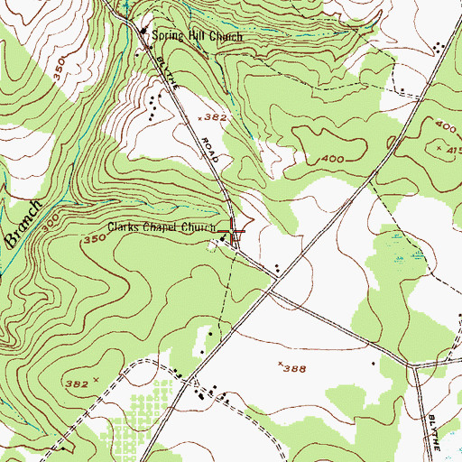 Topographic Map of Clarks Chapel Church, GA