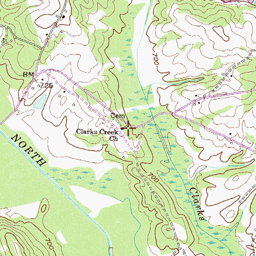 Topographic Map of Clarks Creek Church, GA