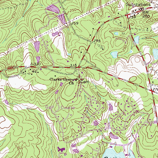 Topographic Map of Clarks Grove Church, GA