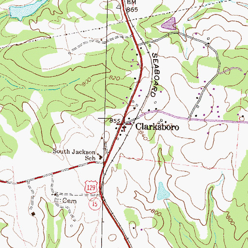 Topographic Map of Clarksboro, GA