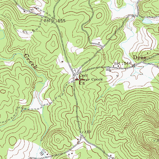 Topographic Map of Clear Creek Church, GA