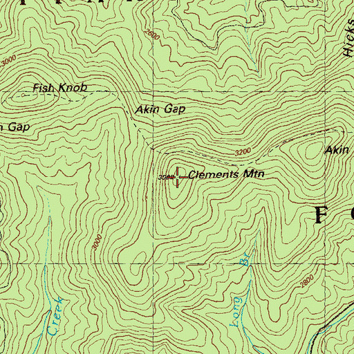 Topographic Map of Clements Mountain, GA