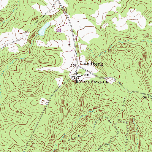 Topographic Map of Cliffords Grove Church, GA