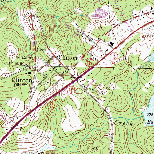 Topographic Map of Clinton, GA