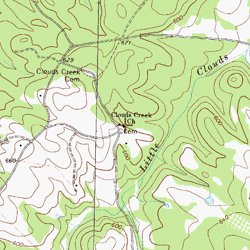Topographic Map of Clouds Creek Church, GA