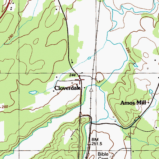 Topographic Map of Cloverdale, GA