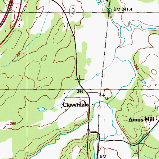 Topographic Map of Cloverdale Baptist Church, GA