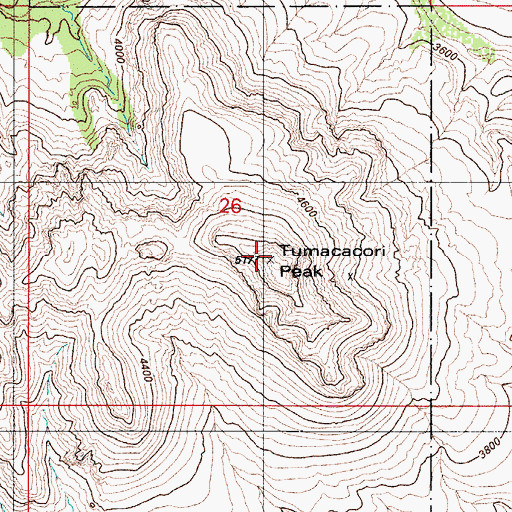 Topographic Map of Tumacacori Peak, AZ