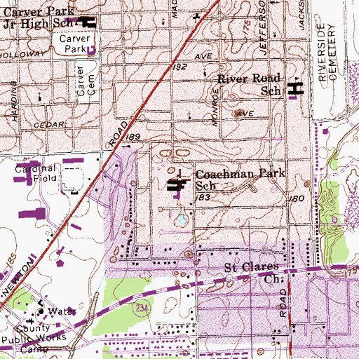 Topographic Map of Coachman Park School, GA