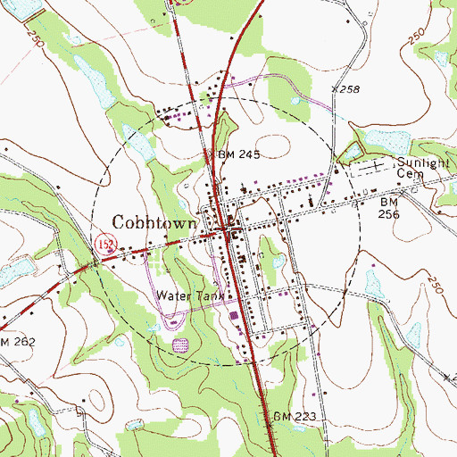 Topographic Map of Cobbtown, GA