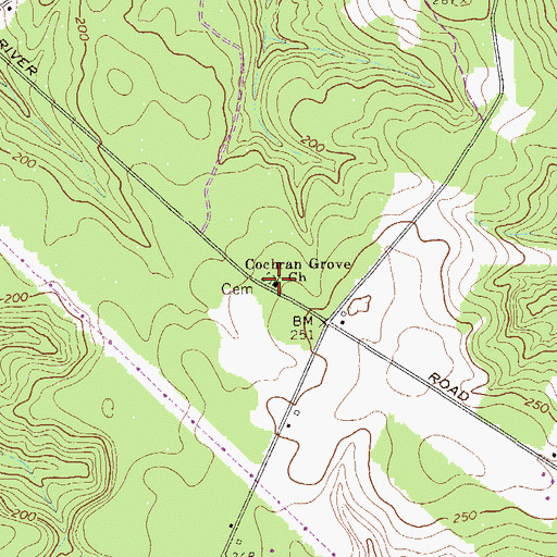 Topographic Map of Cochran Grove Church, GA
