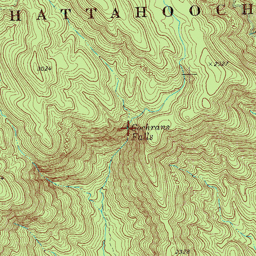 Topographic Map of Cochrans Falls, GA
