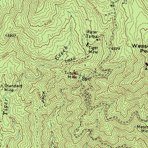 Topographic Map of Tunnel Mine, AZ