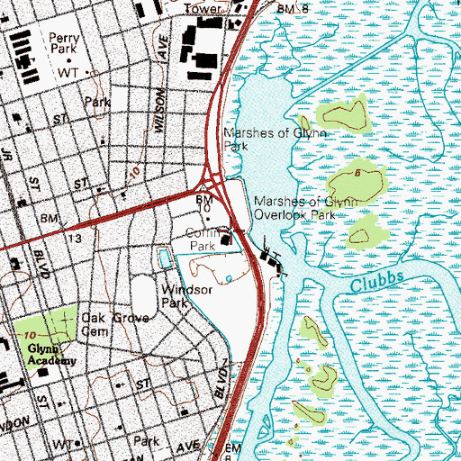 Topographic Map of Coffin Park, GA