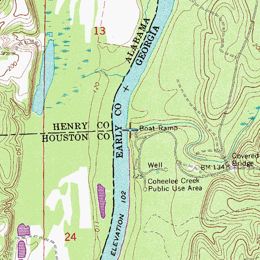 Topographic Map of Coheelee Creek, GA