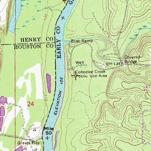 Topographic Map of Coheelee Creek Public Use Area, GA