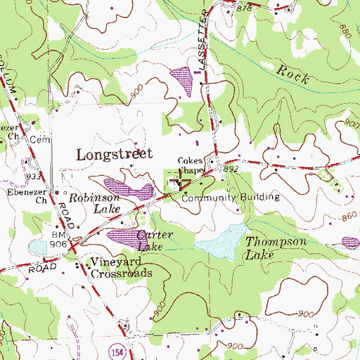 Topographic Map of Cokes Chapel Methodist Church, GA