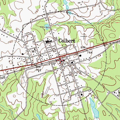 Topographic Map of Colbert, GA