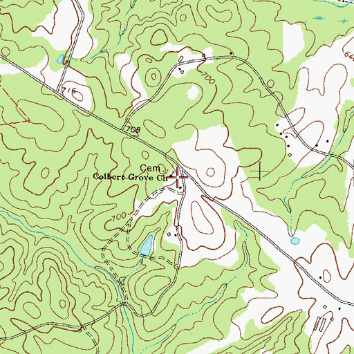 Topographic Map of Colbert Grove Church, GA