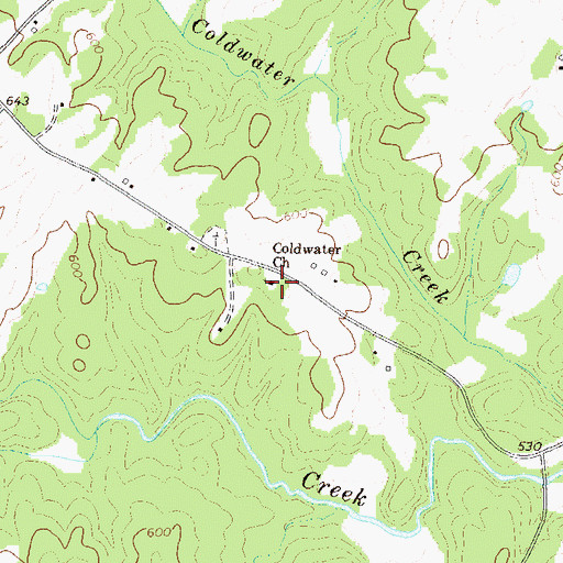 Topographic Map of Coldwater Church, GA