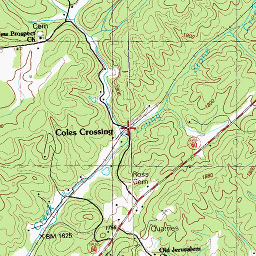 Topographic Map of Coles Crossing, GA