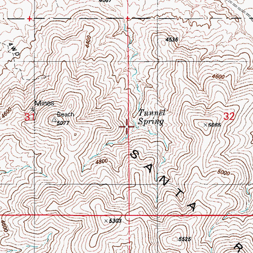 Topographic Map of Tunnel Spring, AZ