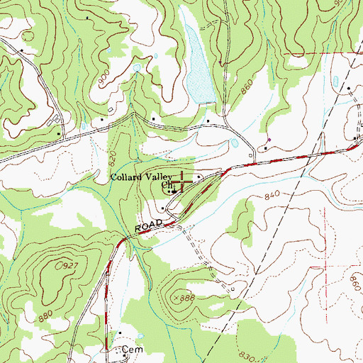 Topographic Map of Collard Valley Church, GA