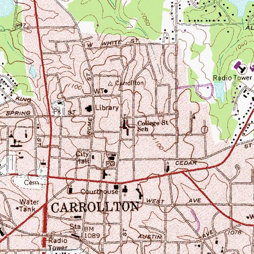 Topographic Map of College Street School, GA
