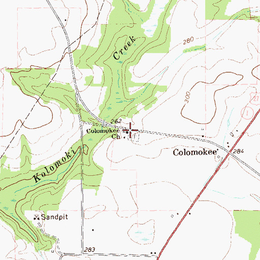 Topographic Map of Colomokee Church, GA