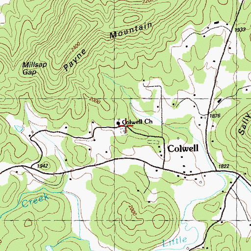 Topographic Map of Colwell Church, GA