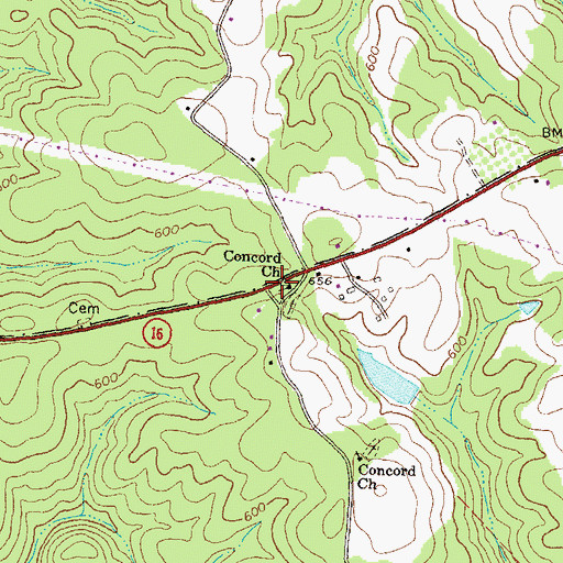 Topographic Map of Concord Primitive Baptist Church, GA
