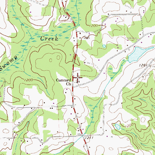 Topographic Map of Concord Church, GA