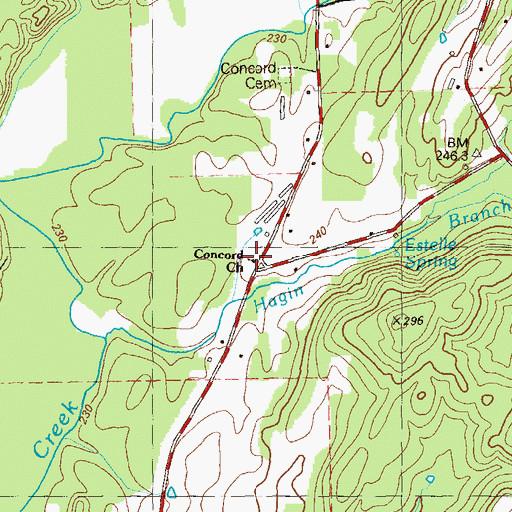 Topographic Map of Concord Church, GA