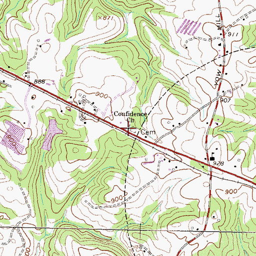 Topographic Map of Confidence Church, GA