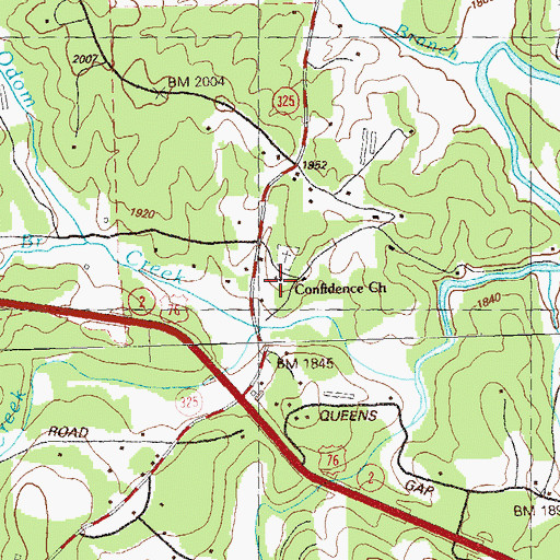 Topographic Map of Confidence Church, GA