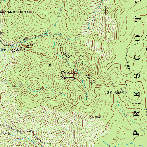 Topographic Map of Tunnel Spring, AZ
