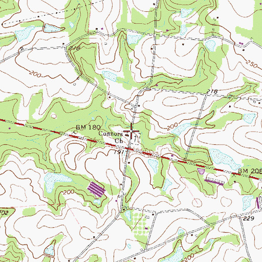 Topographic Map of Connors Church, GA