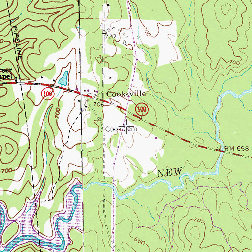 Topographic Map of Cook Cemetery, GA