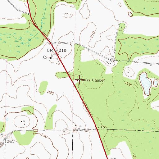 Topographic Map of Cooks Chapel, GA