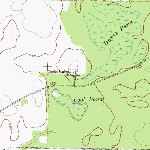 Topographic Map of Cooks Union Church, GA