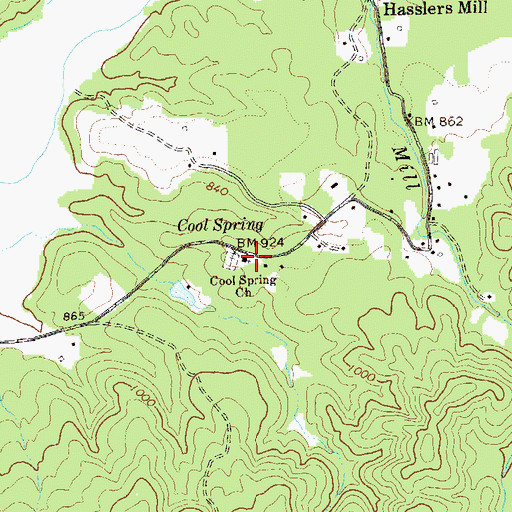 Topographic Map of Cool Spring Church, GA