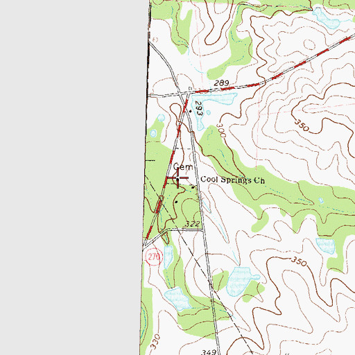 Topographic Map of Cool Springs Church, GA