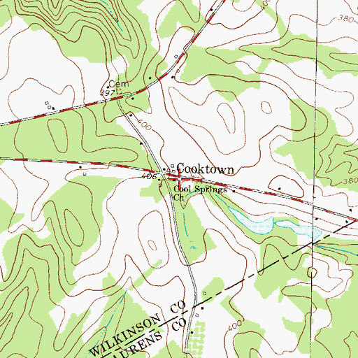 Topographic Map of Cool Springs Church, GA