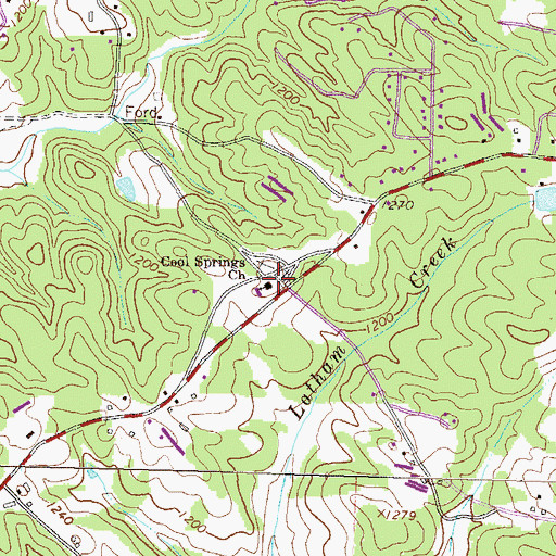 Topographic Map of Cool Springs Church, GA